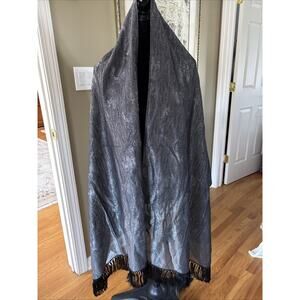 Salvatore Ferragamo Scarf Shawl Wrap Head Covering Black silver silk blend 80X26